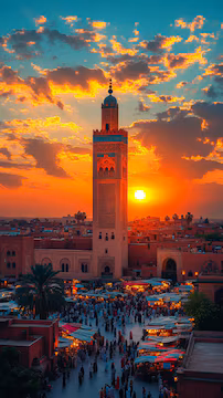 Marché au coucher du soleil, itinéraire 3 jours à Marrakech